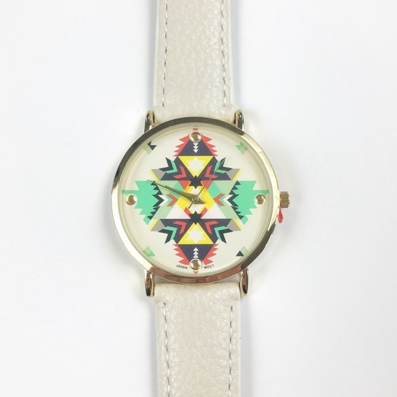 Ivory Aztec Print Watch - Picture 2 of 5